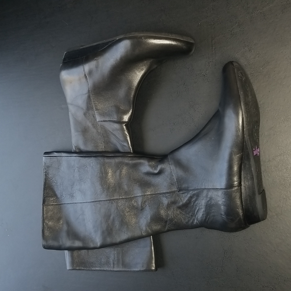 Indigo black soft leather riding boot size 8